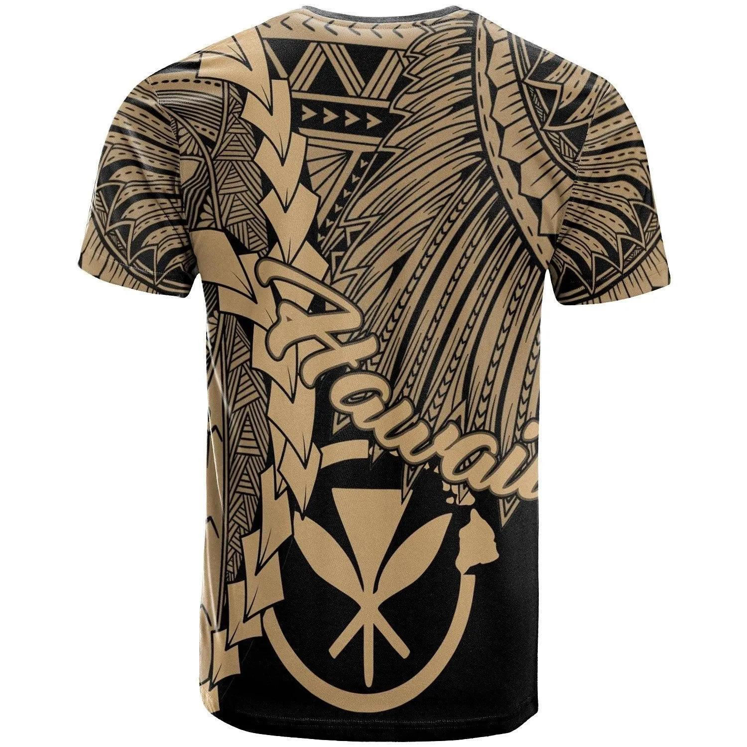 Hawaii Polynesian Custom Personalised T-Shirt - Tribal Wave Tattoo Gold