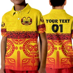(Custom Personalised) Marquesas Islands Polo Shirt KID Marquesan Tattoo Special Style - Gradient Yellow LT8