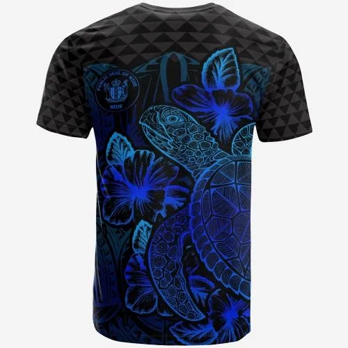 Niue T shirt - Niue Seal Turtle Hibiscus Blue