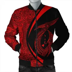 FamilyGater Jacket - Hawaii Fish Hook Polynesian Bomber Jacket - Circle Style Red - AH - J4R