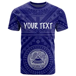Alohawaii T-Shirt - Tee American Samoa Personalised - Seal In Polynesian Tattoo Style ( Blue) -BN25