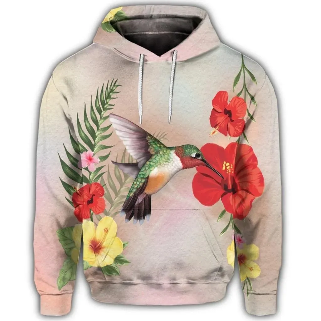 Alohawaii Hoodie - Hawaiian Hummingbirds Hibiscus Polynesian Hoodie - AH - JR