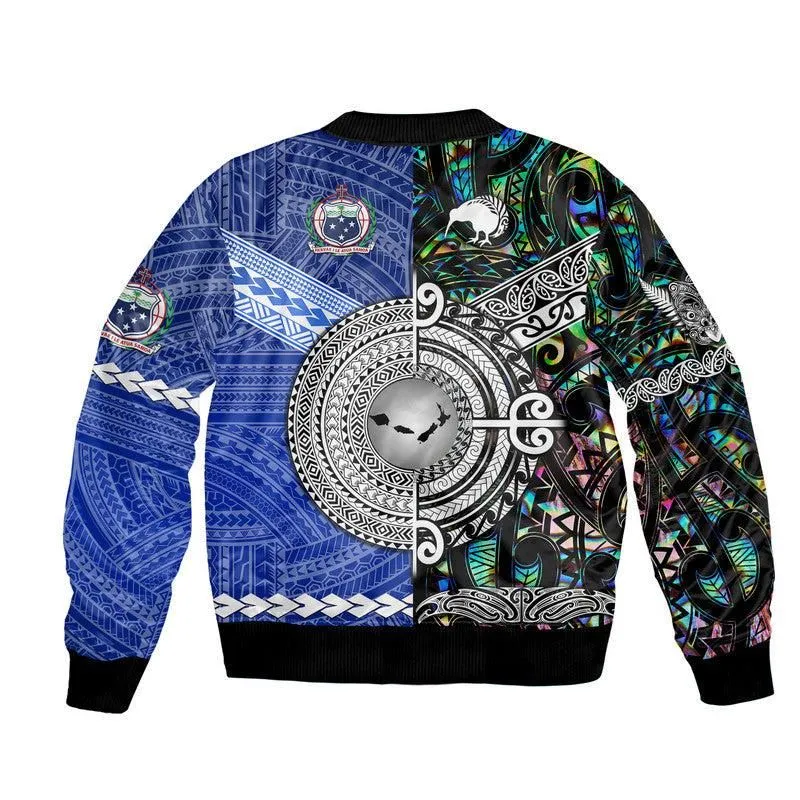 Samoa and New Zealand Bomber Jacket Together Paua Shell LT8