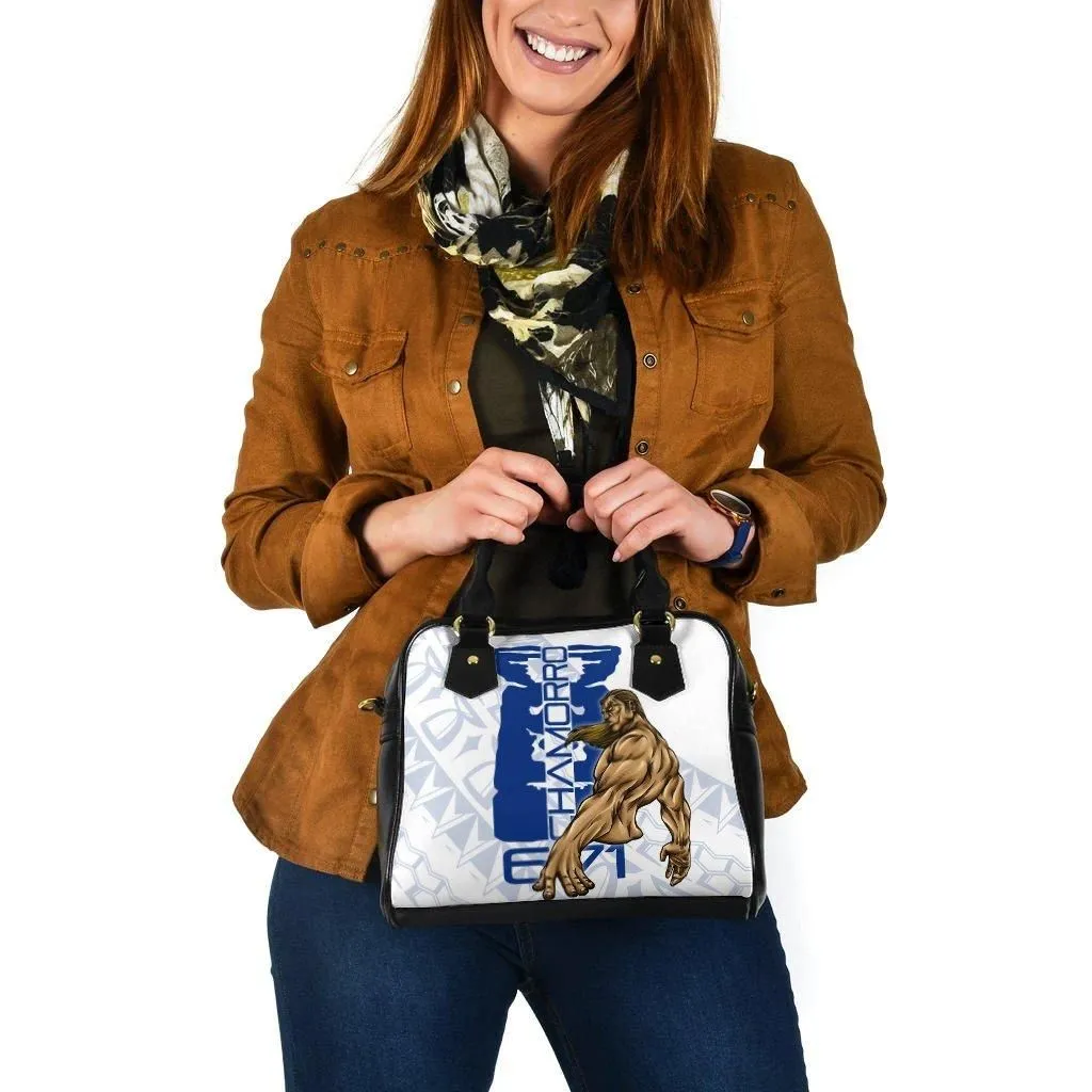 Guam Shoulder Handbag - Chamorro With Puntan Blue Color