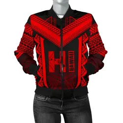 FamilyGaterJacket - Hawaiian Kanaka Polynesian Women's Bomber Jacket Active Red - AH - J77