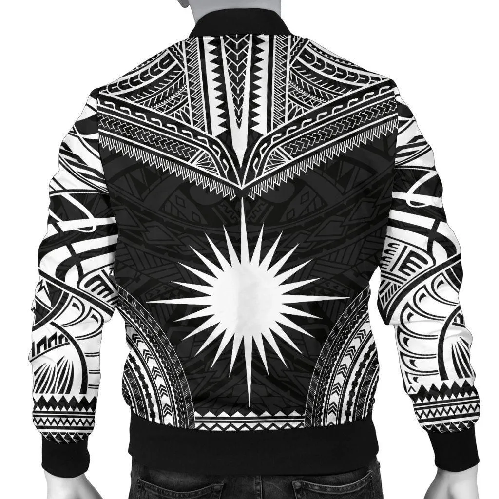 Marshall Islands Polynesian Chief Mens Bomber Jacket - Black Version