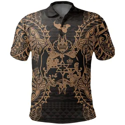 Tonga Polo Shirt - Tonga Coat Of Arms Map Polynesian Tattoo Gold