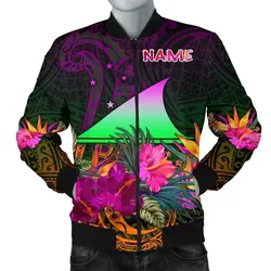 Tokelau Personalised Men's Bomber Jacket - Summer Hibiscus - BN15