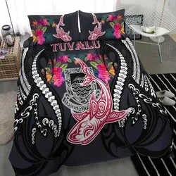 Tuvalu Bedding Set - Polynesian Shark Hibiscus Flower