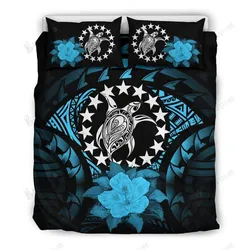 Cook Islands Turquoise Hibiscus Bedding Set Bedroom Decor