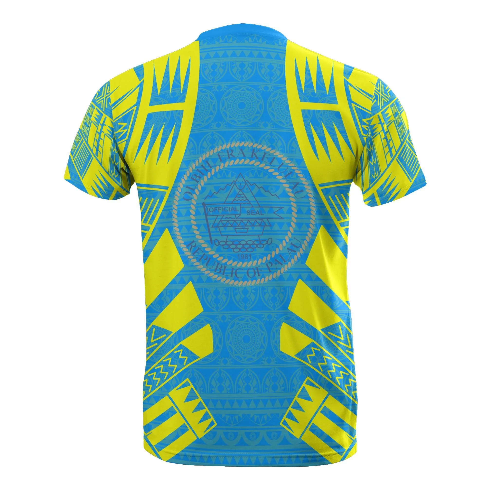 Palau T shirt - Palau Seal Polynesian Tattoo Blue Style