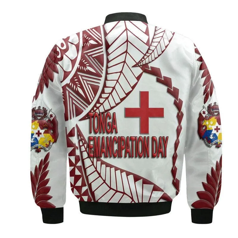 Tonga Emancipation Day Bomber Jacket Kupesi Pattern No.1 White LT9