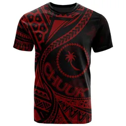 Chuuk State T-Shirt - Plumeria Flowers Red Version