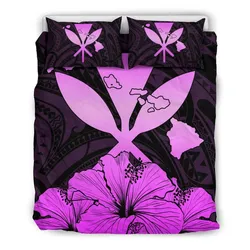 Hawaiian Kanaka Bedding Set Hibiscus Polynesian Love Pink
