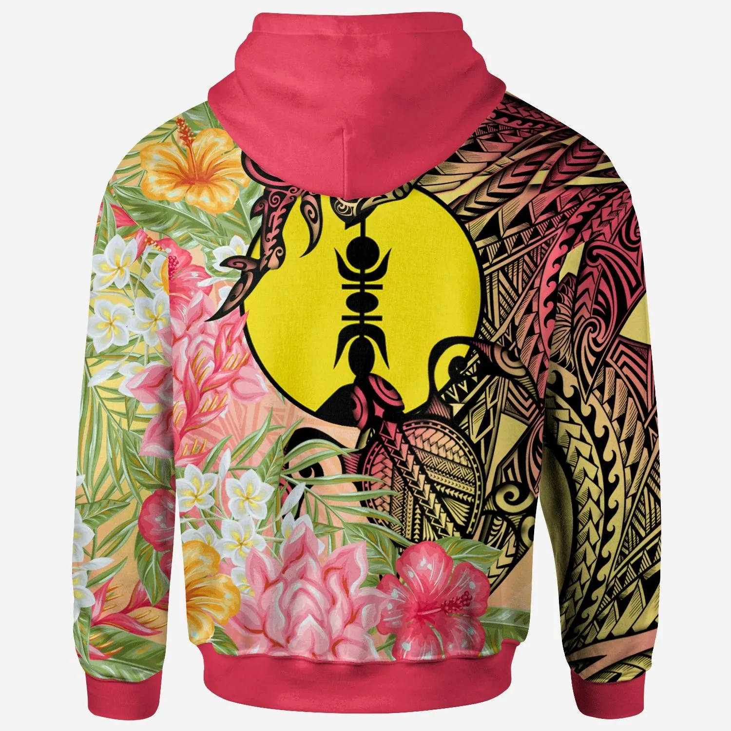 New Caledonia 1 Hoodie - Flowers Tropical With Sea Animals