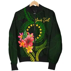 Cook Islands Polynesian Custom Personalised Bomber Jacket - Floral With Seal Flag Color