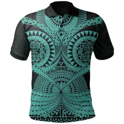 Polynesian Pride Polo Shirt - Polynesian Tattoo Print Polo Shirt Turquoise 2