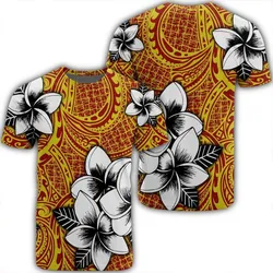 Hawaiian Plumeria Tribe Yellow Red Polynesian T-Shirt AH