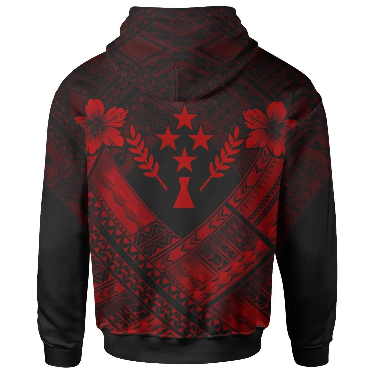 Kosrae Polynesian Personalised Hoodie - Kosrae Red  Camisole Hibiscus Style - BN18