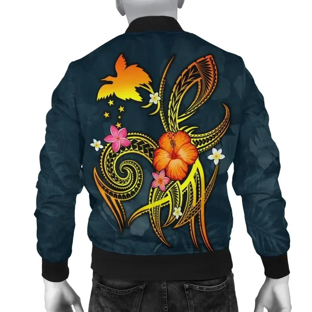 FamilyGaterJacket - Bomber Jacket Papua New Guinea Polynesian - Legend of Papua New Guinea (Blue) - BN15
