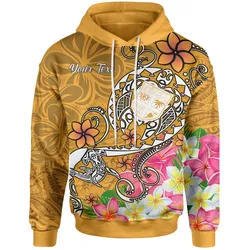 Fiji Custom Personalised Hoodie - Turtle Plumeria (Gold)