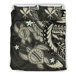 Hawaiian Bedding Set - Hawaii Polynesian Turtle Hibiscus Bedding Set - Beige