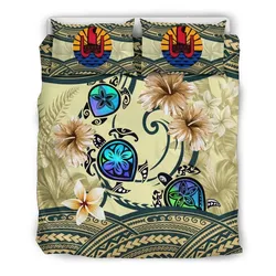 Tahiti Bedding Set - Polynesian Turtle Hibiscus Beige A24