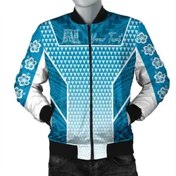 Polynesian Jacket Personalized Kakau Hawaii Polynesian Blue Gradient Bomber Jacket LT10