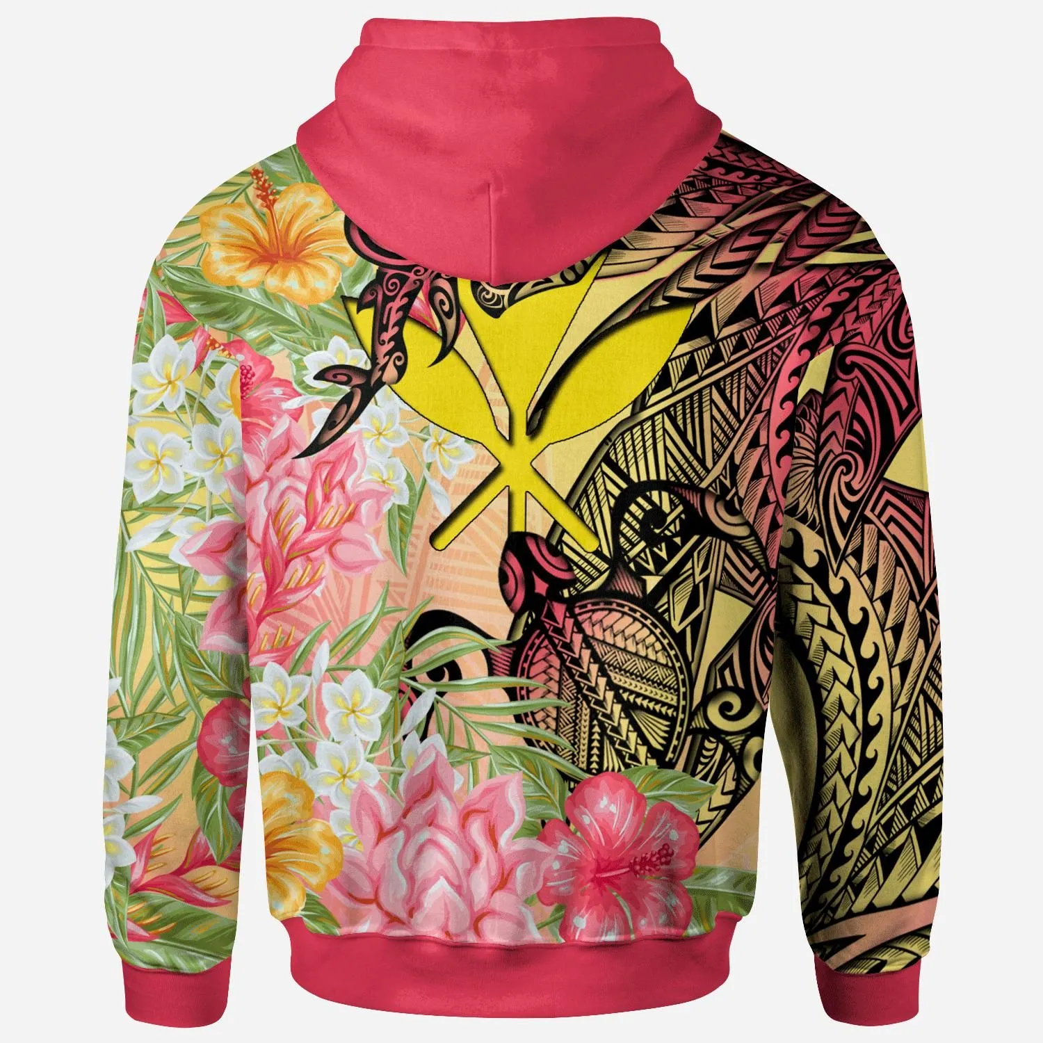 Kanaka Maoli Hoodie - Flowers Tropical With Sea Animals