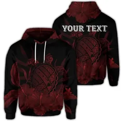 Alohawaii Hoodie - (Personalised) Hawaiian Map Turtle Hibiscus Polynesian Hoodie - Red - AH - J4R