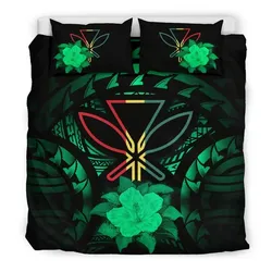 Kanaka Maoli Green Hibiscus Rising Bedding Set A02