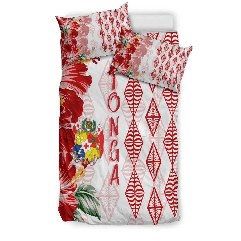 Tonga Bedding Set Diamond Style Mix Hibiscus - White LT7