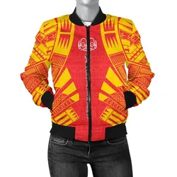 Marquesas Islands Women Bomber Jacket - Polynesian Tattoo Flag - BN0110