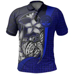 Alohawaii Shirt - Polo Shirt Marshall Islands Blue Coat of Arm - Turtle with Hook - BN11