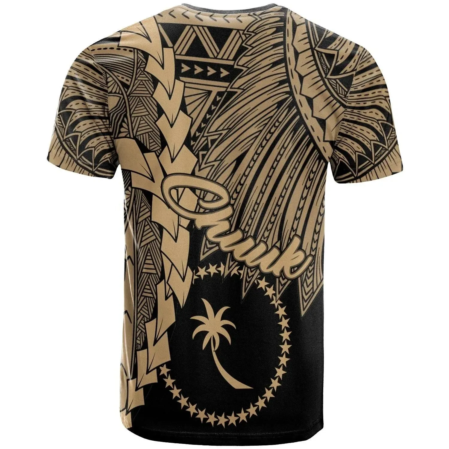 Alohawaii T-Shirt - Tee Chuuk Micronesia Custom Personalised - Tribal Wave Tattoo Gold - BN12