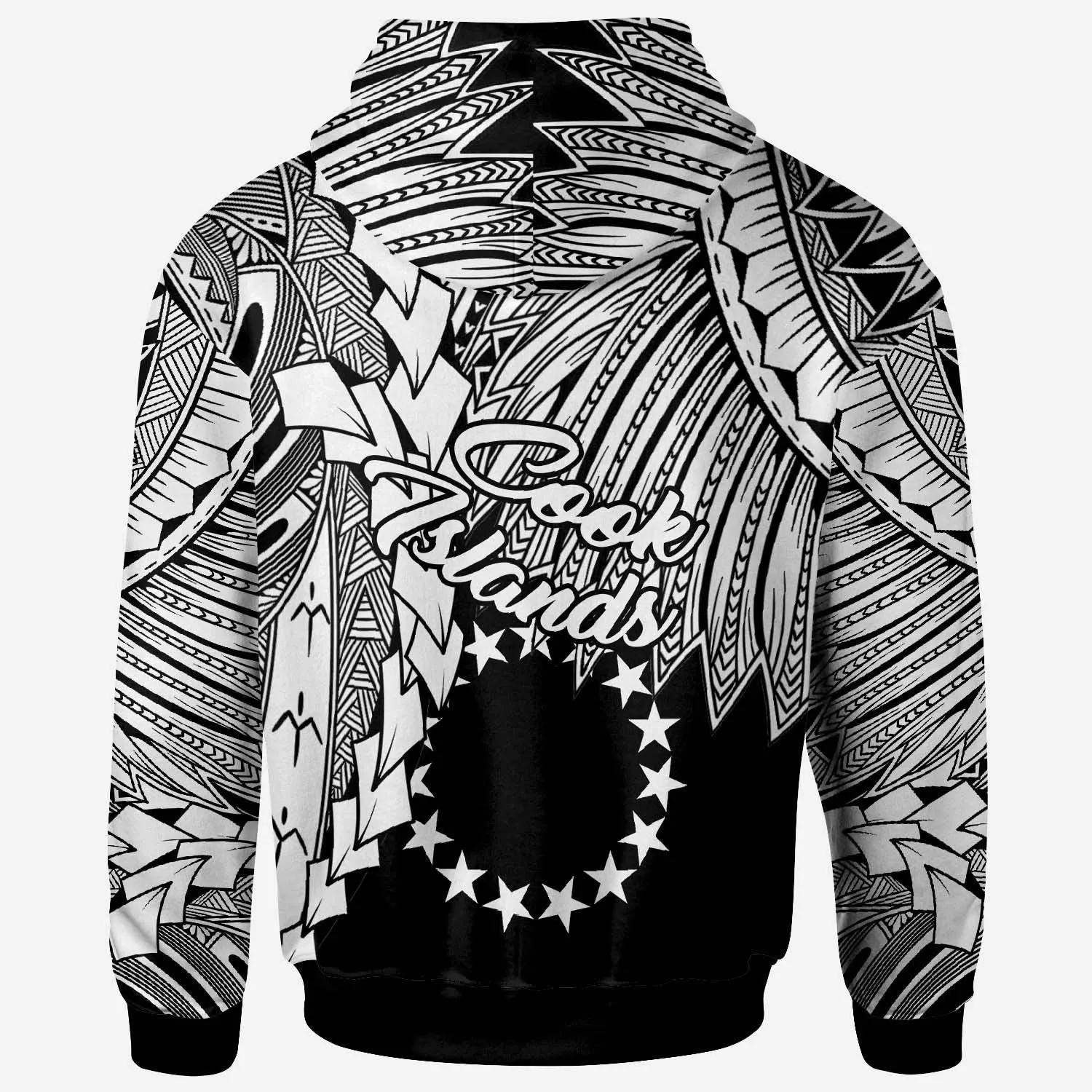 Cook Islands Polynesian Hoodie - Tribal Wave Tattoo White