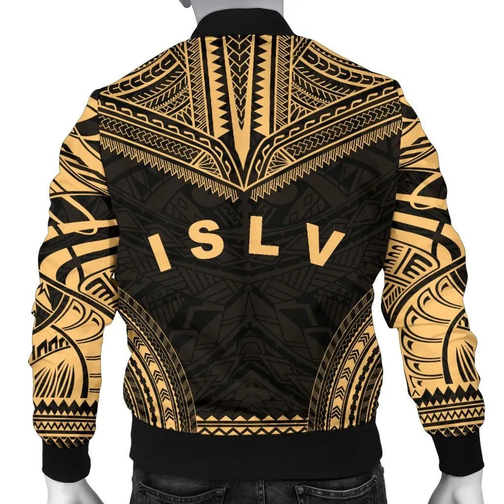 Society Islands Polynesian Chief Men's Bomber Jacket - Gold Version - Bn10
