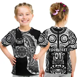 (Custom Personalised) Marquesas Islands T Shirt KID Marquesan Tattoo Original Style - Black LT8