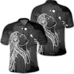 Alohawaii Shirt - Hawaiian Map Heart Hula Girl Hibiscus White Polynesian Polo Shirt - AH - J4R