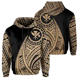 Hawaii Kanaka Polynesian Tattoo Style Gold Ah Unisex 3D Hoodie All Over Print Hkial