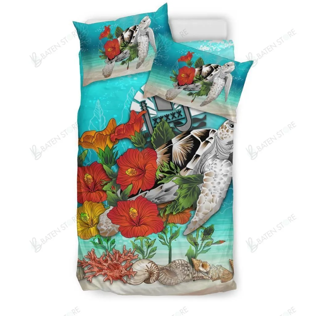 Tahiti Ocean Turtle Hibiscus Bedding Set Bedroom Decor
