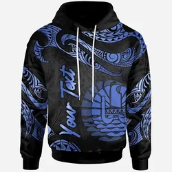 Tahiti Polynesian Custom Personalised Hoodie - Poly Tattoo Blue Version