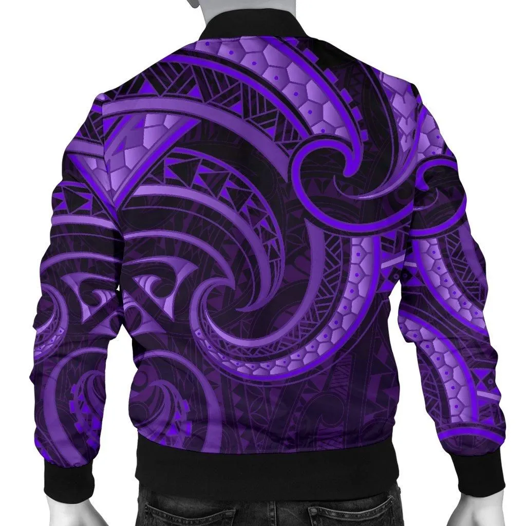 New Zealand Maori Mangopare Men Bomber Jacket Polynesian - Purple