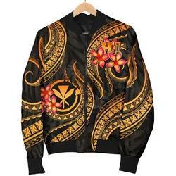 Alohawaii Jacket - Bomber Jacket Polynesian Hawaii - Gold Plumeria - BN11