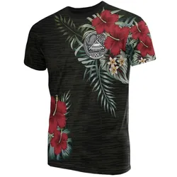 American Samoa T Shirt - American Samoa Seal Hibiscus Palm Leaves