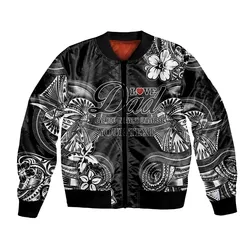 (Custom Personalised) Polynesian Fathers Day Bomber Jacket I Love You In Every Universe - Black LT8