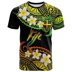Fiji Custom Personalised T-Shirt - Plumeria Polynesian Vibe Reggae