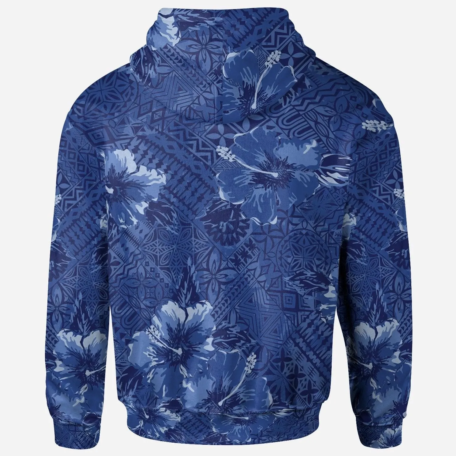Polynesian Hoodie - Hibiscus Blue