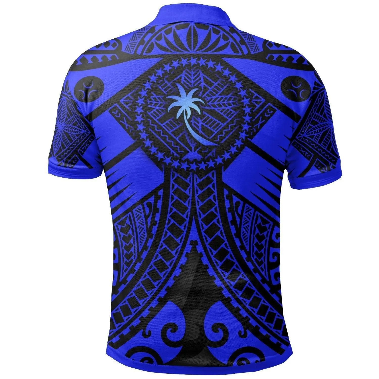 Chuuk Polo Shirts - Blue Seal with Polynesian Tattoo