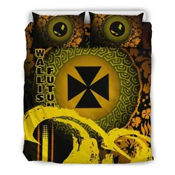 FamilyGater Bedding Set - Cover and Pillow Cases Wallis And Futuna - Hibiscus And Wave Yellow K7